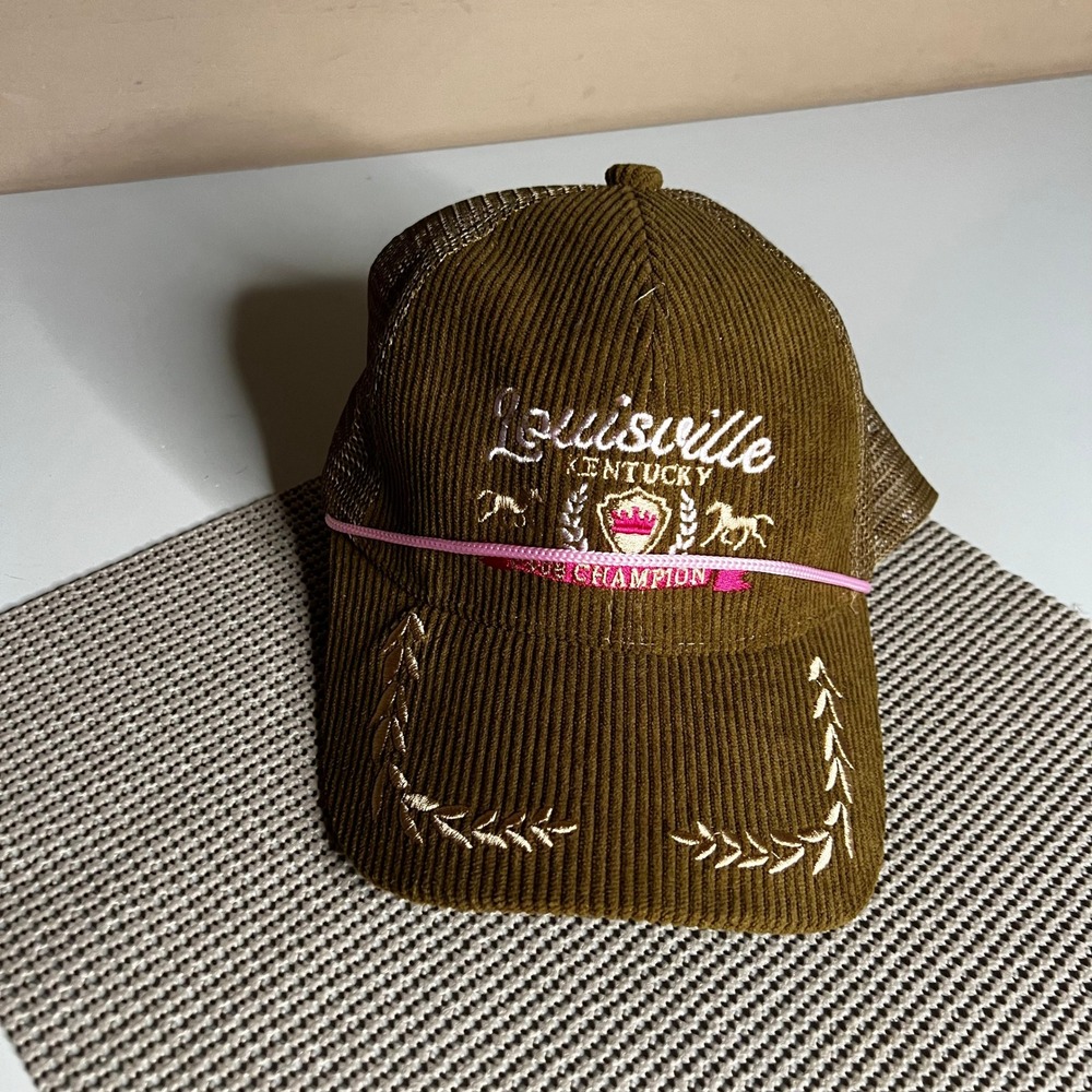 Urban Outfitters Louisville Kentucky Corduroy Trucker Hat‎ Moss Snapback Cap